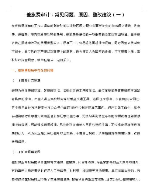 差旅费审计常见问题剖析及整改建议，关乎单位资金安全